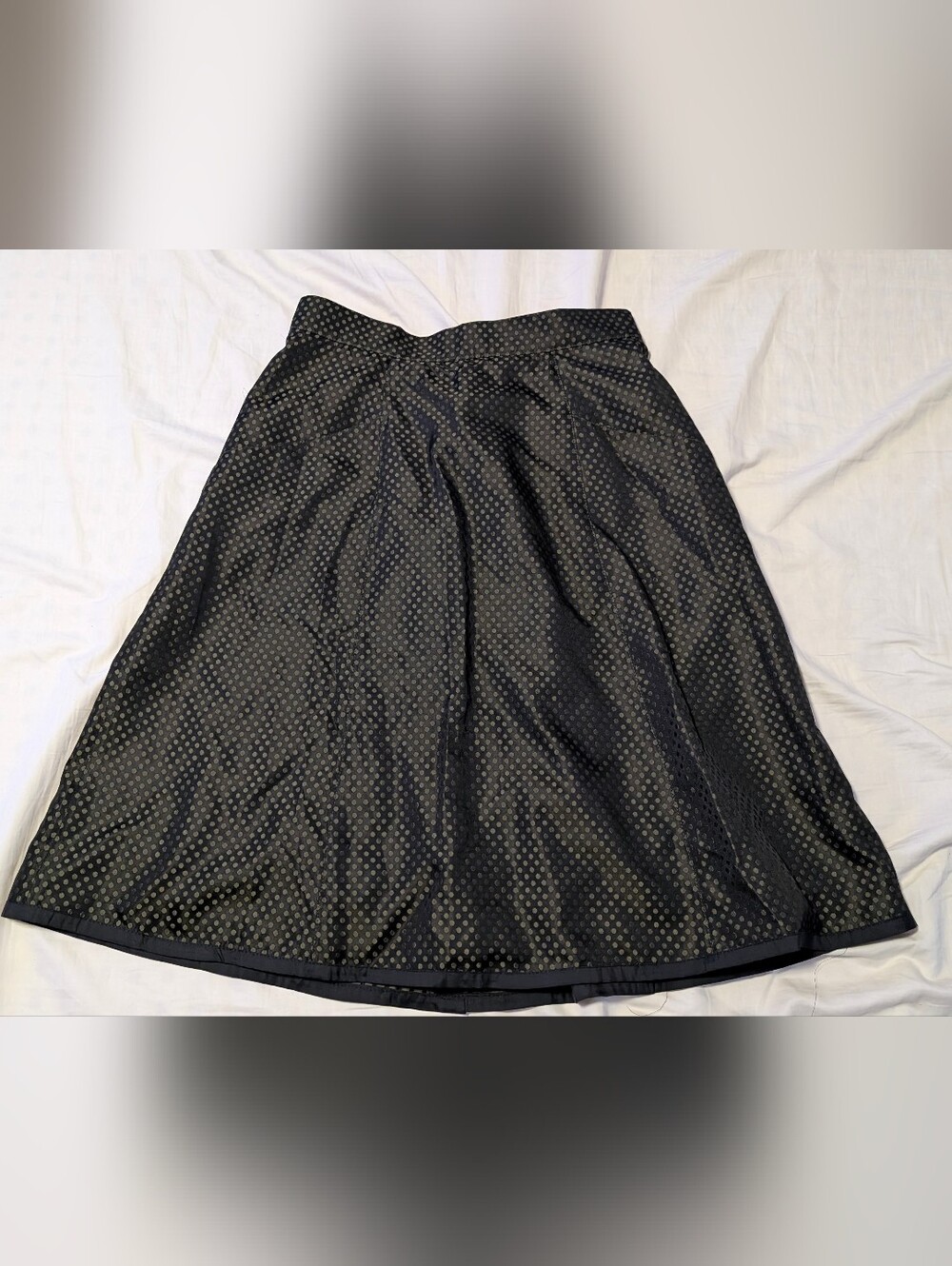 Oleana Women's A-line Skirt,100% Silk,Made In Norway,Polka Dot Green Black,Retro